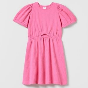 Zara | Textured Puff Sleeve Summer Dress Cutout